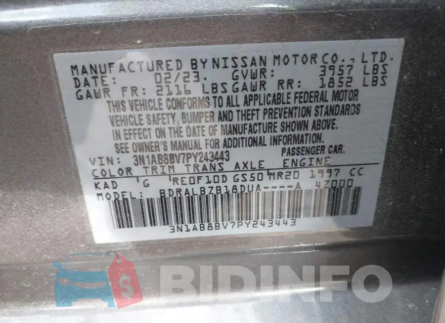 3N1AB8BV7PY243443 Photo# 9
