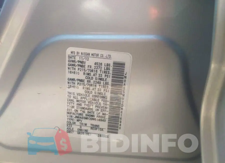 JN8AS5MV2DW616940 Photo# 9