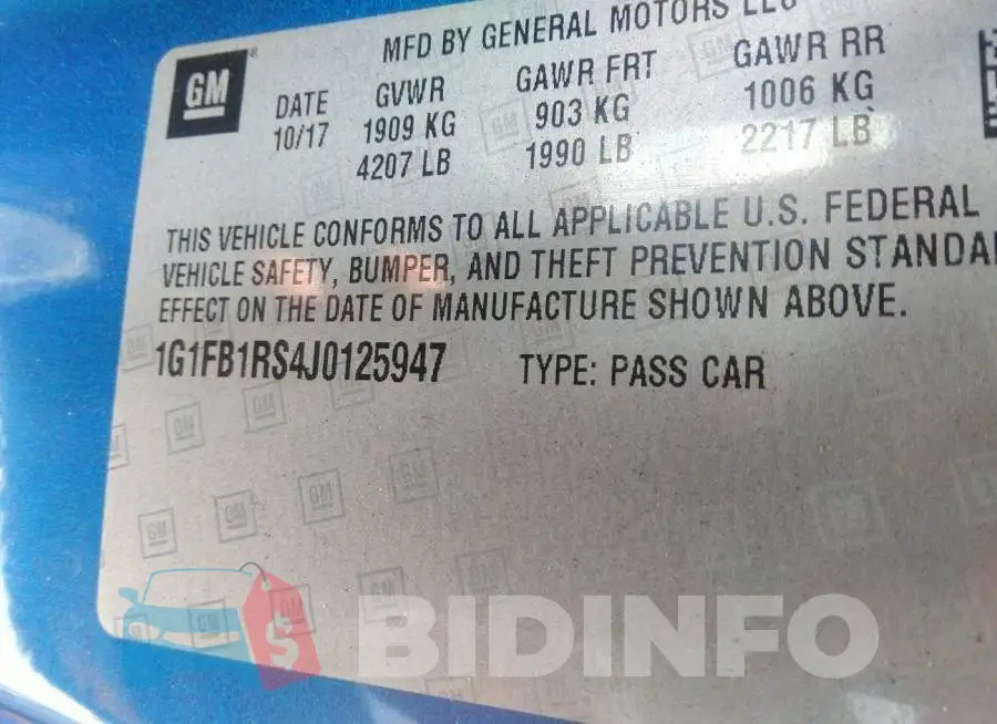 1G1FB1RS4J0125947 Photo# 9