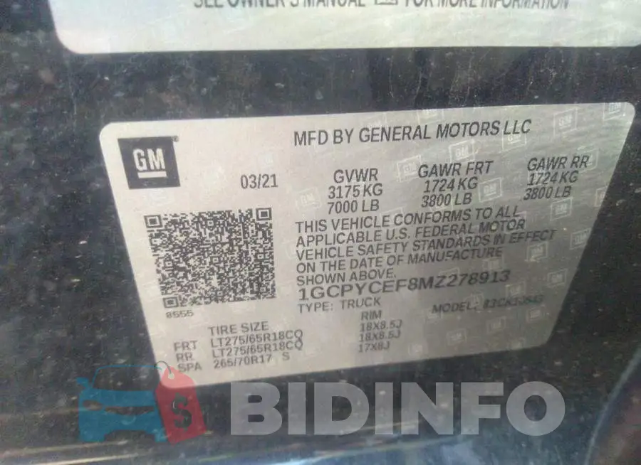 1GCPYCEF8MZ278913 Photo# 9