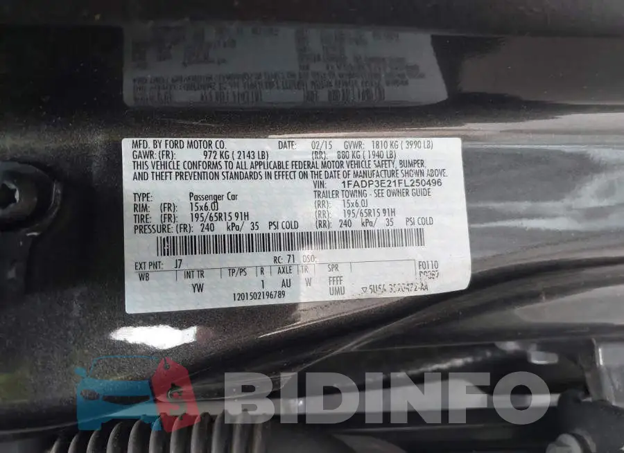 1FADP3E21FL250496 Photo# 9