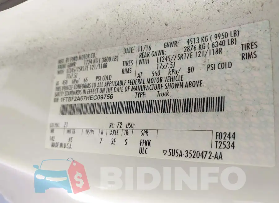 1FTBF2A67HEC09756 Photo# 9