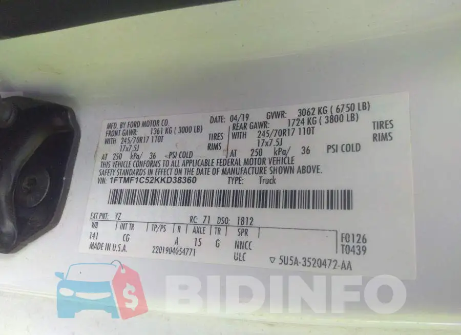 1FTMF1C52KKD38360 Photo# 9