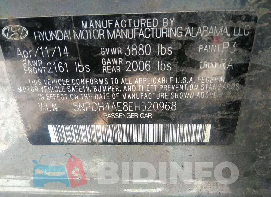 5NPDH4AE8EH520968 Photo# 9