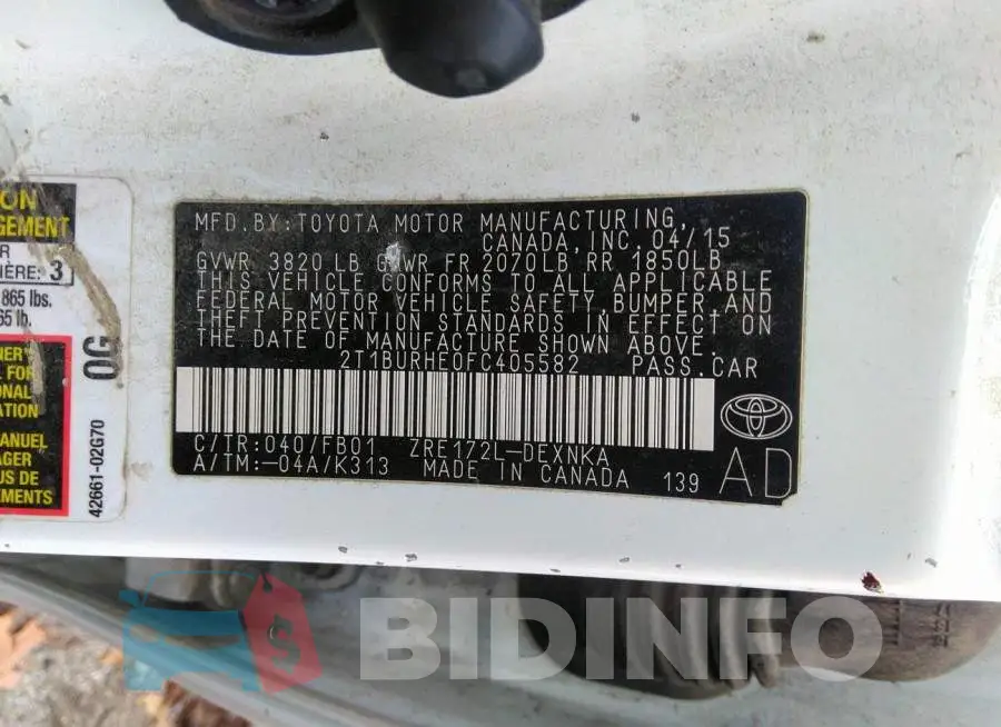 2T1BURHE0FC405582 Photo# 9