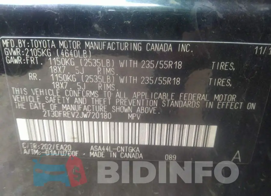 2T3DFREV2JW720180 Photo# 9