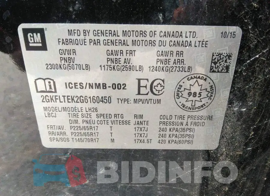2GKFLTEK2G6160450 Photo# 9