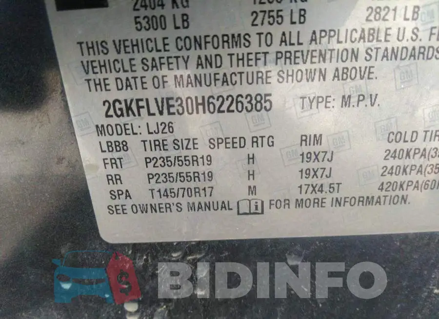 2GKFLVE30H6226385 Photo# 9