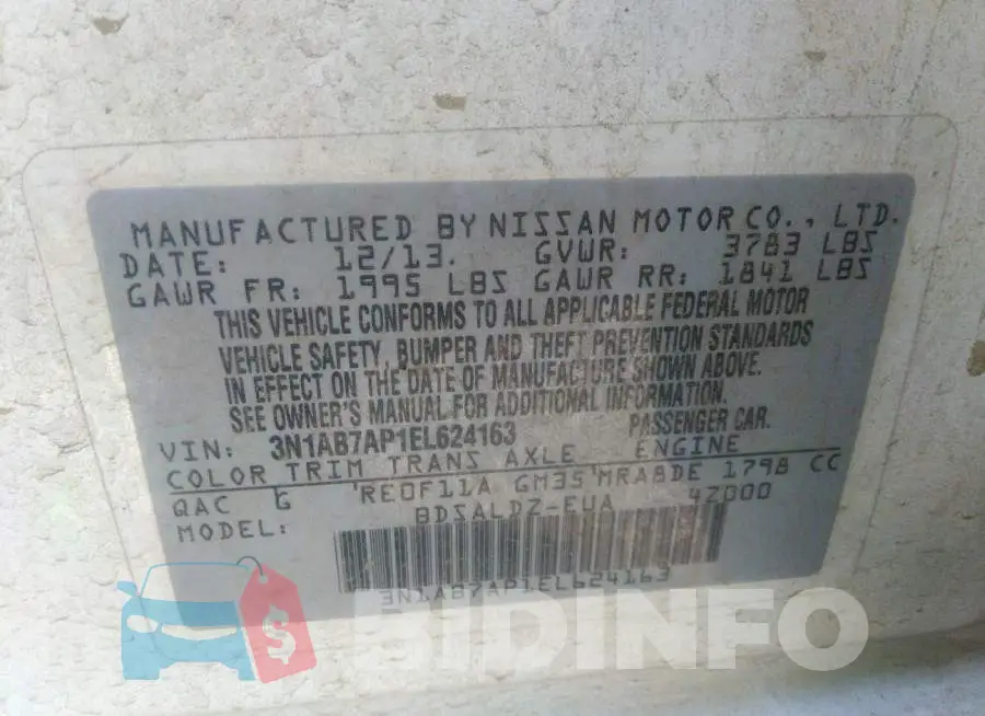 3N1AB7AP1EL624163 Photo# 9
