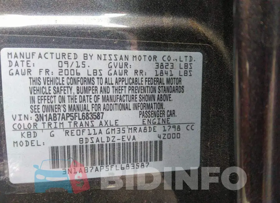 3N1AB7AP5FL683587 Photo# 9
