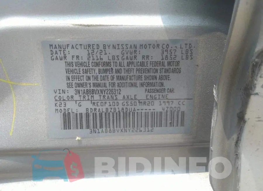 3N1AB8BVXNY226312 Photo# 9