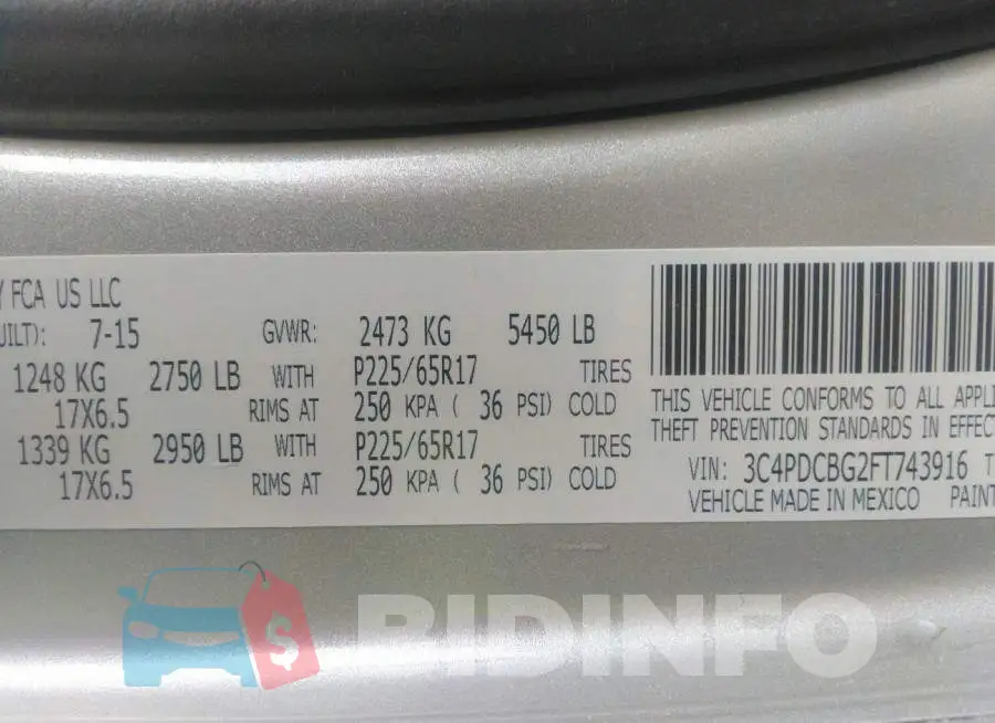 3C4PDCBG2FT743916 Photo# 9