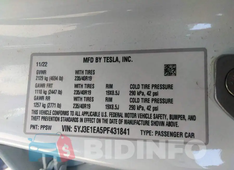 5YJ3E1EA5PF431841 Photo# 9