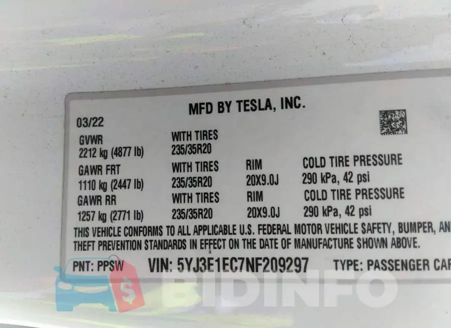 5YJ3E1EC7NF209297 Photo# 9