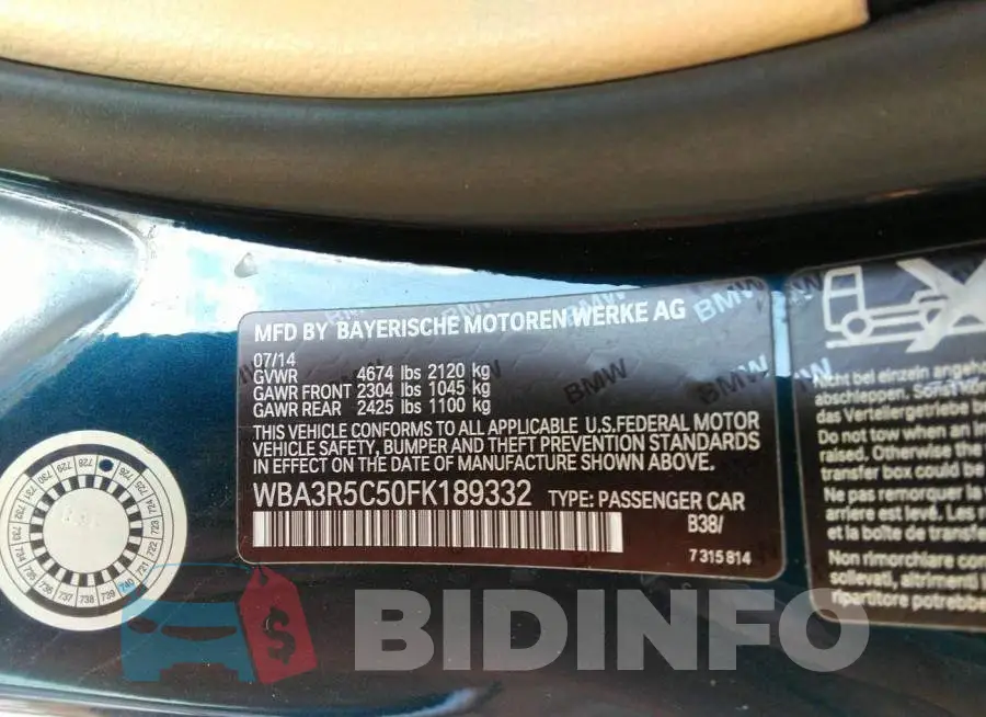 WBA3R5C50FK189332 Photo# 9