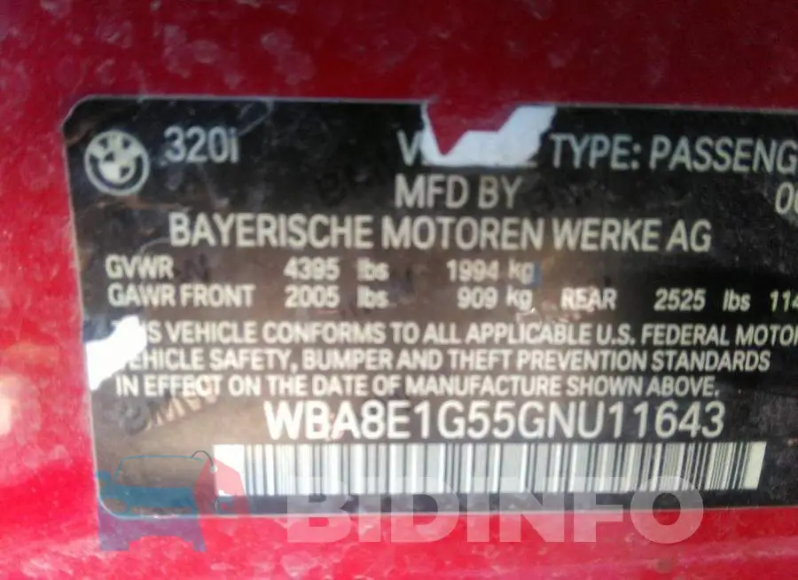 WBA8E1G55GNU11643 Photo# 9
