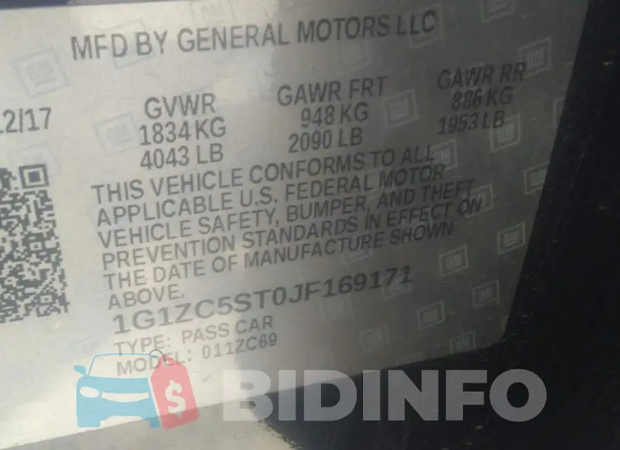 1G1ZC5ST0JF169171 Photo# 9