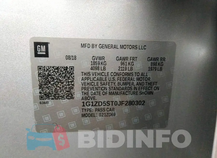 1G1ZD5ST0JF280302 Photo# 9