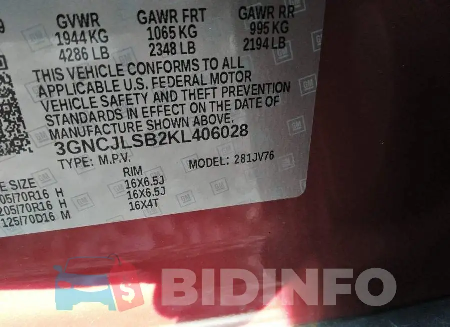 3GNCJLSB2KL406028 Photo# 9