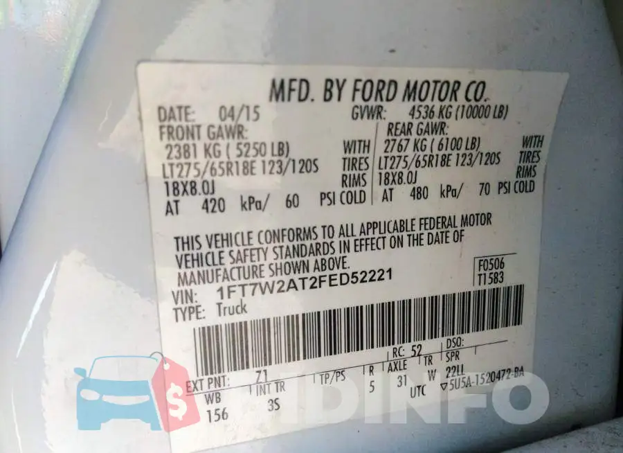 1FT7W2AT2FED52221 Photo# 9
