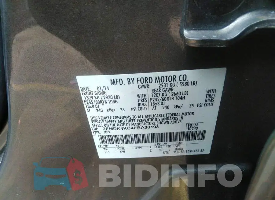 2FMDK4KC4EBA30193 Photo# 9