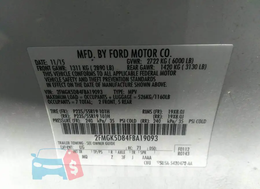 2FMGK5D84FBA19093 Photo# 9