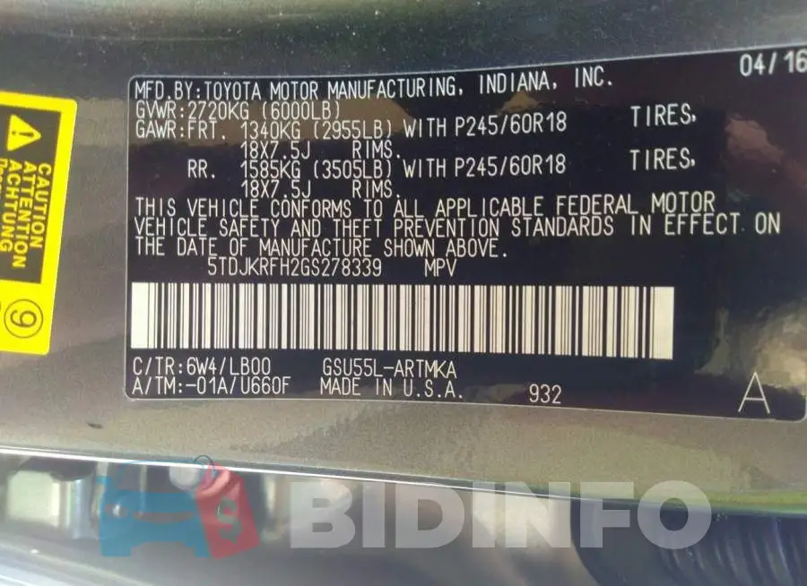 5TDJKRFH2GS278339 Photo# 9
