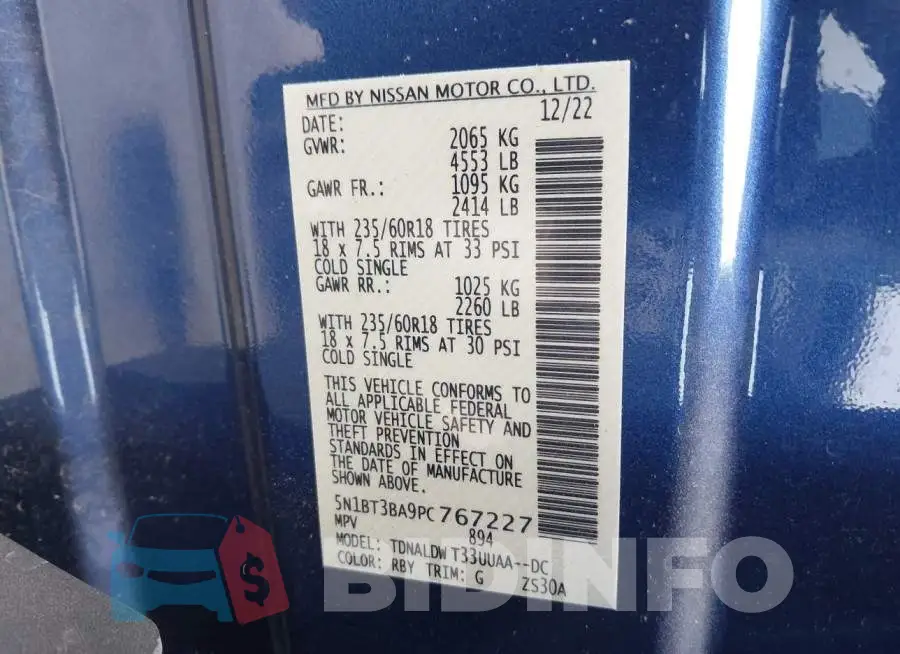 5N1BT3BA9PC767227 Photo# 9