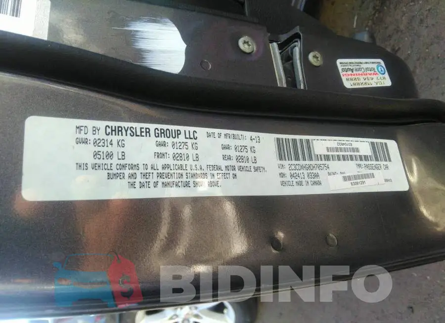 2C3CDXHG0DH705754 Photo# 9