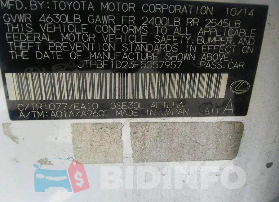 JTHBF1D23F5057957 Photo# 9