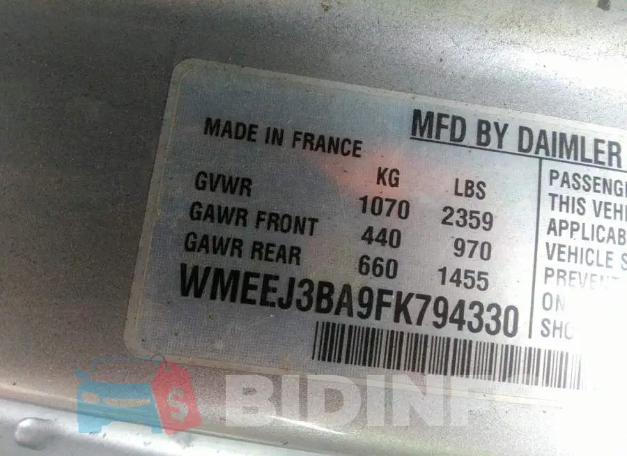 WMEEJ3BA9FK794330 Photo# 9
