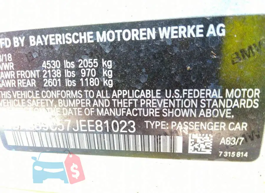 WBA8B9C57JEE81023 Photo# 9