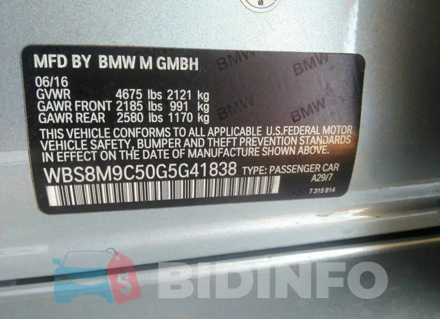 WBS8M9C50G5G41838 Photo# 9
