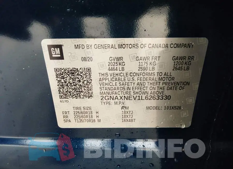2GNAXNEV1L6263330 Photo# 9