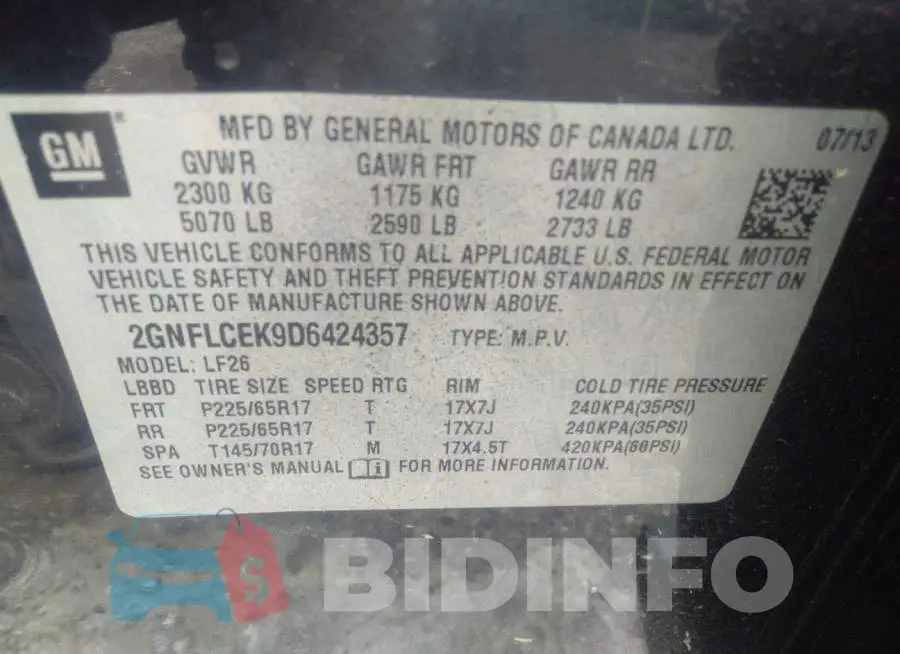2GNFLCEK9D6424357 Photo# 9