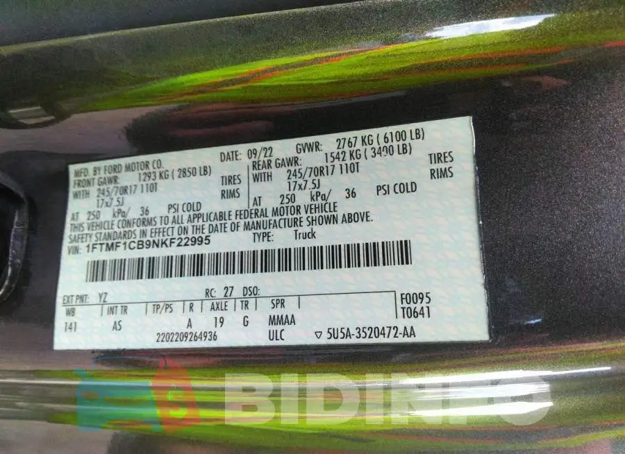 1FTMF1CB9NKF22995 Photo# 9