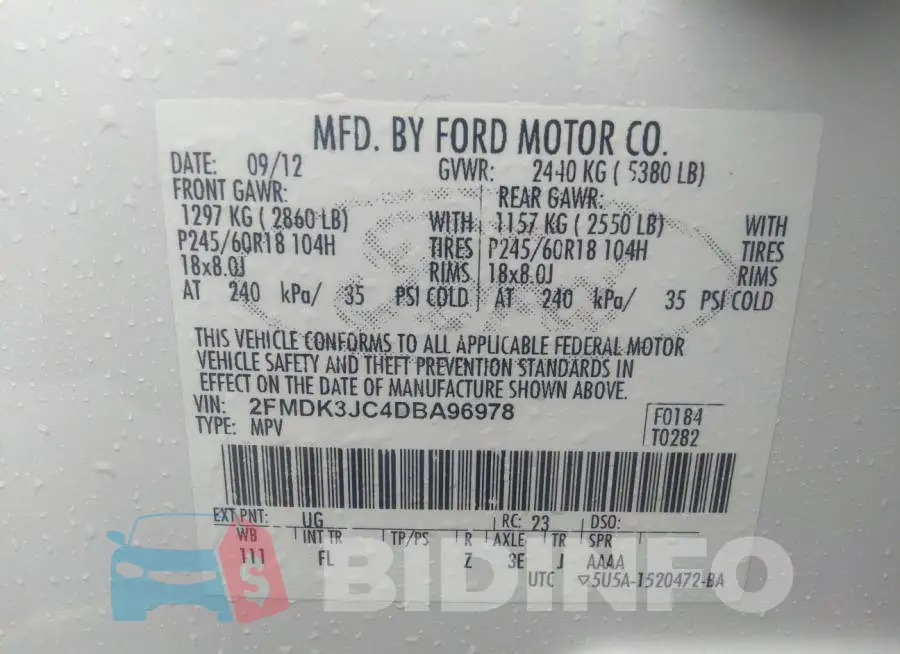 2FMDK3JC4DBA96978 Photo# 9