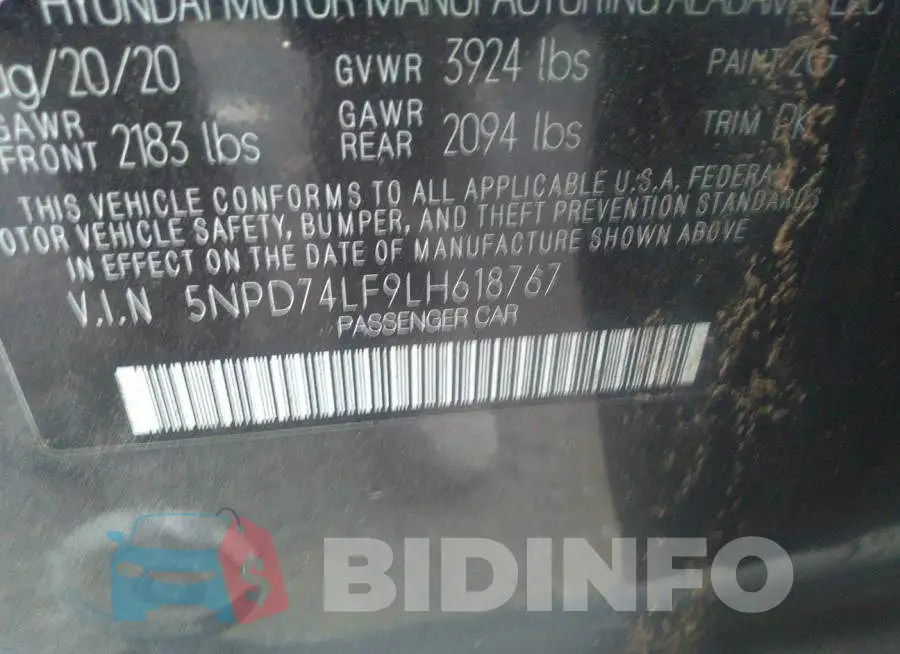 5NPD74LF9LH618767 Photo# 9