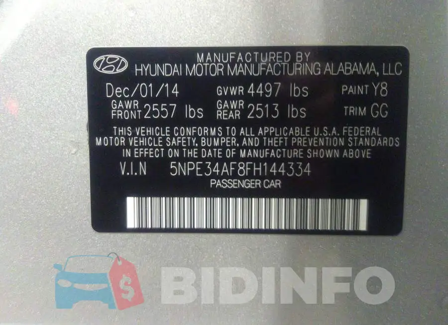 5NPE34AF8FH144334 Photo# 9