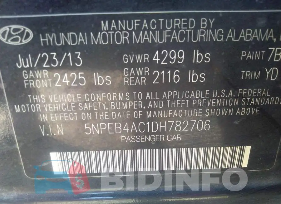 5NPEB4AC1DH782706 Photo# 9
