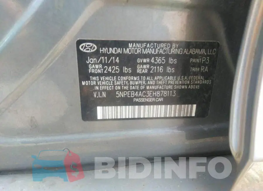 5NPEB4AC3EH878113 Photo# 9