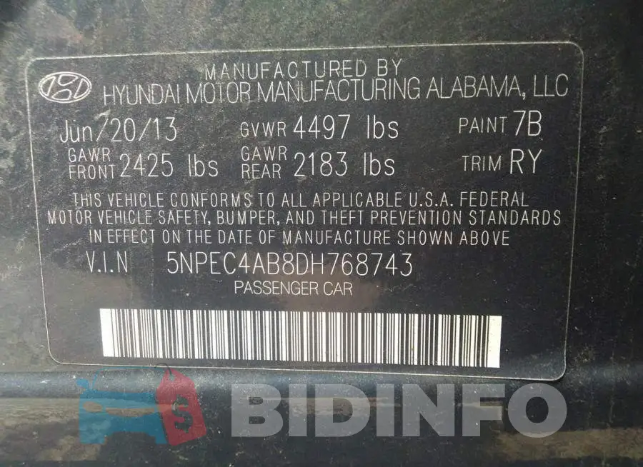 5NPEC4AB8DH768743 Photo# 9