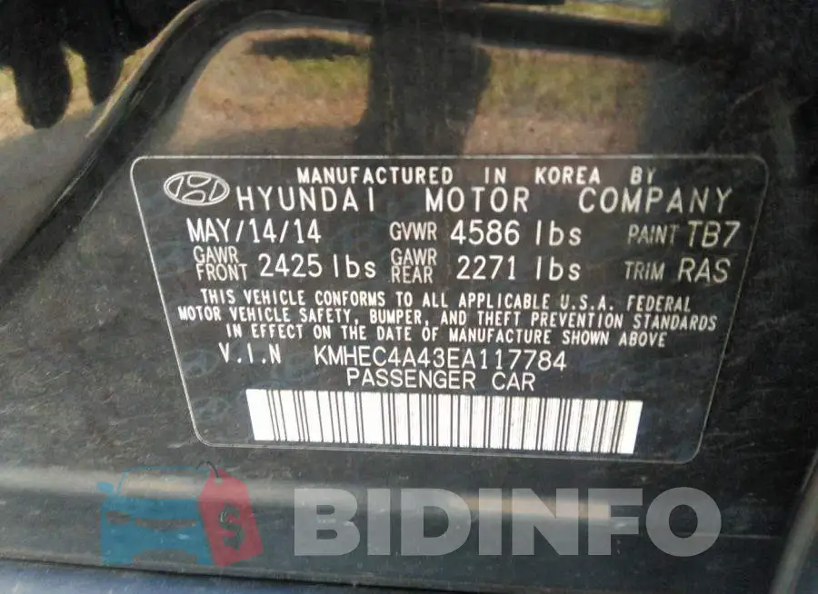 KMHEC4A43EA117784 Photo# 9