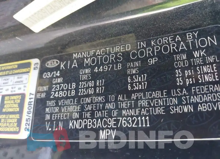 KNDPB3AC9E7632111 Photo# 9