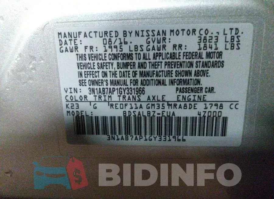 3N1AB7AP1GY331966 Photo# 9