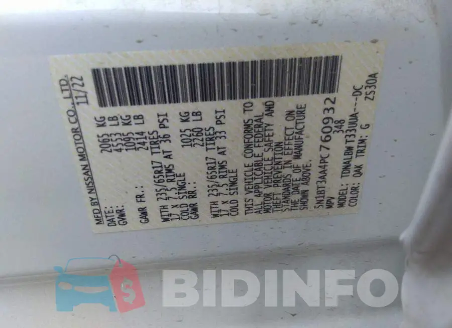 5N1BT3AA4PC760932 Photo# 9