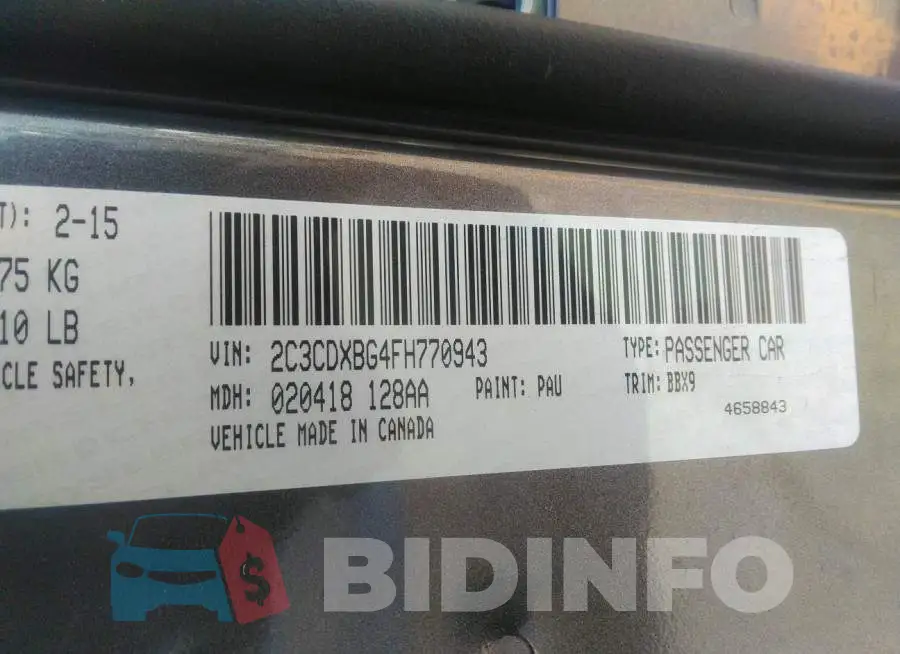 2C3CDXBG4FH770943 Photo# 9