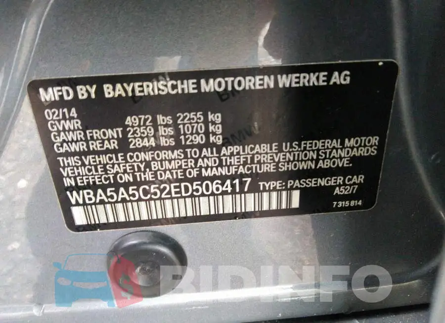 WBA5A5C52ED506417 Photo# 9
