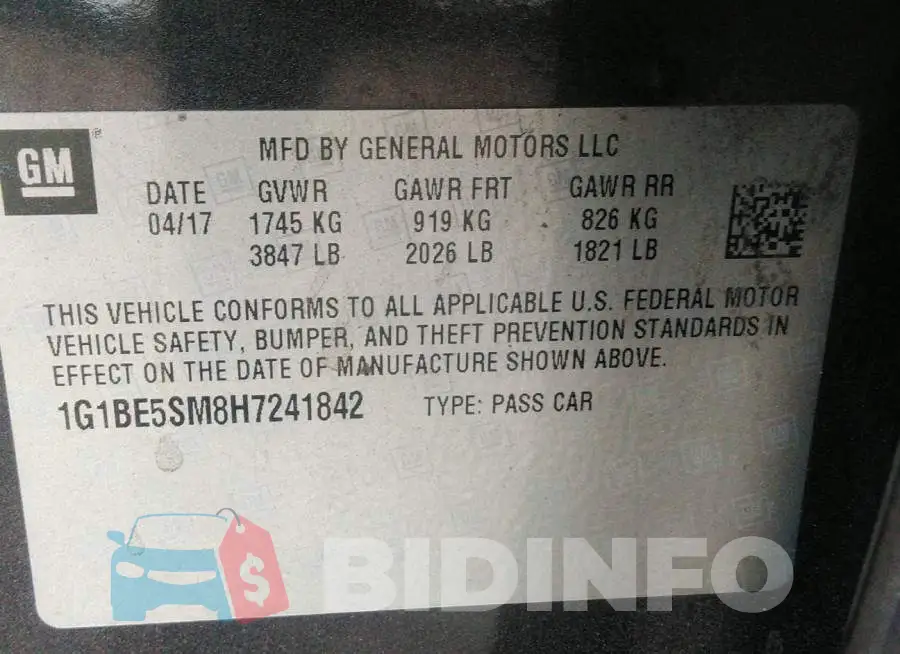 1G1BE5SM8H7241842 Photo# 9