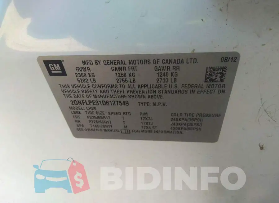 2GNFLPE31D6127549 Photo# 9